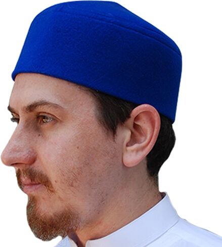 قبعة الكوفية ذات الطراز المغربي الأسود الصلب مع جزء علوي مدبب in Kuwait