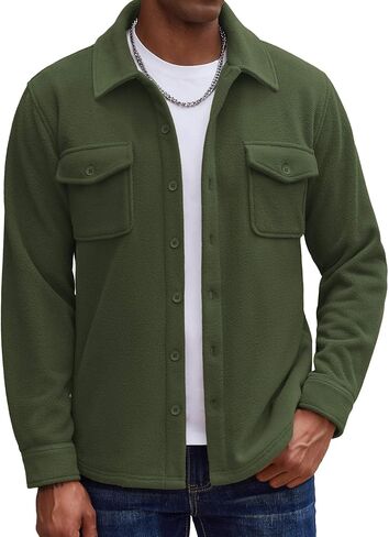 COOFANDY Men's Polar Fleece Shirt Jacket Long Sleeve Casual Button Down Shirts Shacket with Pockets in Saudi Arabia