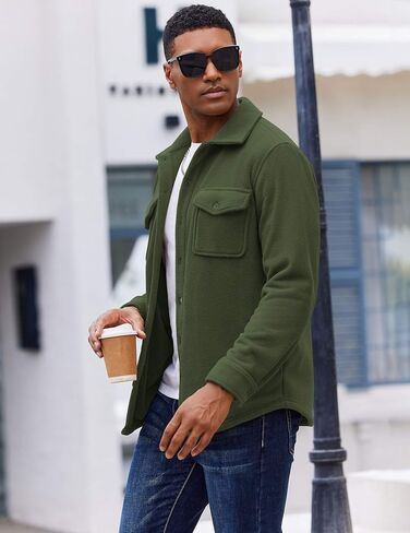 COOFANDY Men's Polar Fleece Shirt Jacket Long Sleeve Casual Button Down Shirts Shacket with Pockets in Saudi Arabia