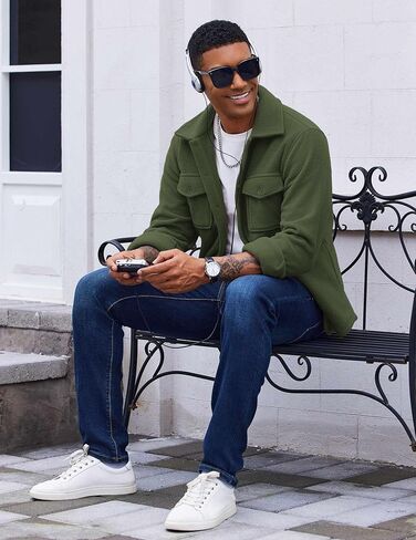 COOFANDY Men's Polar Fleece Shirt Jacket Long Sleeve Casual Button Down Shirts Shacket with Pockets in Saudi Arabia
