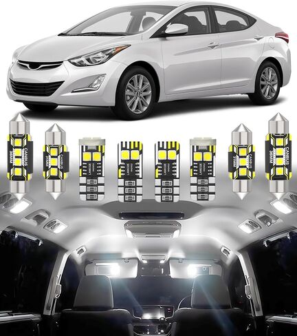 BMT xms Car Interior LED Light Replacement for Hyundai Elantra MD UD/Elantra GT 2011-2016,6000K Super Bright Interior Light Bulbs Package, 8pcs in Saudi Arabia