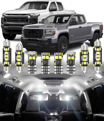 استبدال ضوء LED الداخلي للسيارة BMT xms لسيارة GMC Canyon Chevy Colorado 2015-2024,6000K حزمة لمبات الإضاءة الداخلية فائقة السطوع، 14 قطعة in Kuwait