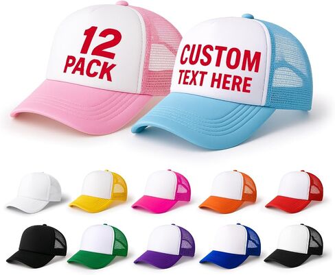12 Pack of Blank Trucker Hat Bulk Men and Women Hats Bulk Baseball Cap DIY Graffiti Mesh Hat in Saudi Arabia