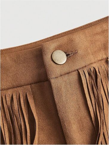 WDIRARA Women's Western Rodeo Fringe Suedette Shorts Vintage Low Rise Mini Shorts in Saudi Arabia