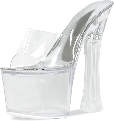 Womens's Clear Platform Heels for Women Sky High Slide Chunky Sexy 6-Inch Heeled Dancing Sandals in Saudi Arabia