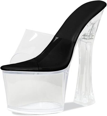 منصة Womens Clear Cheels for Women Sky High Mules Slide chunky Sexy 6inch Cyeled Cyeled Sandals in Kuwait