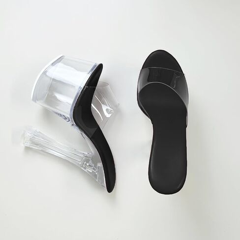 منصة Womens Clear Cheels for Women Sky High Mules Slide chunky Sexy 6inch Cyeled Cyeled Sandals in Kuwait