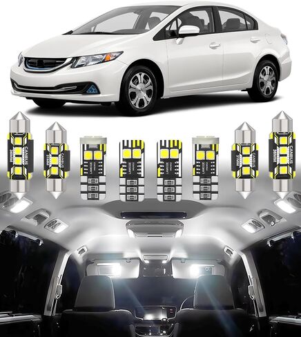 استبدال ضوء LED داخلي للسيارة BMT xms لسيارة Honda Civic 5D سيدان/كوبيه/هاتش 2013-2015، حزمة مصابيح إضاءة داخلية فائقة السطوع 6000K، 6 قطع in Kuwait