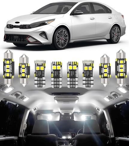استبدال ضوء LED الداخلي للسيارة BMT xms لسيارة Kia Forte Forte5 2019-2024,6000K حزمة لمبات الإضاءة الداخلية فائقة السطوع، 9 قطع in Kuwait