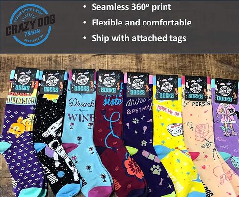 Crazy Dog T-Shirts Funny Christmas Compression Socks for Men and Women Funny Socks for the Holidays in Saudi Arabia