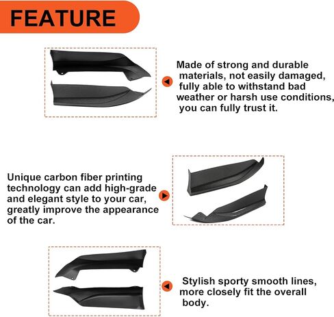 ECOTRIC Rear Side Corner Spats Apron Compatible with Honda 2016-2017 Accord Sedan Bumper Spoiler Lip Splitter HFP Style Black in Saudi Arabia
