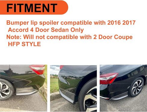 ECOTRIC Rear Side Corner Spats Apron Compatible with Honda 2016-2017 Accord Sedan Bumper Spoiler Lip Splitter HFP Style Black in Saudi Arabia