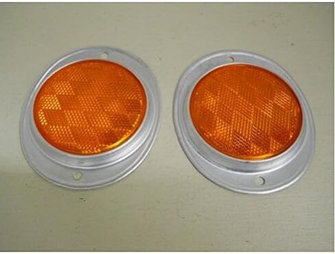 CTW (2) Amber 3" Round Truck Semi Trailer Mail Box Reflex Reflectors/Aluminum Base in Saudi Arabia