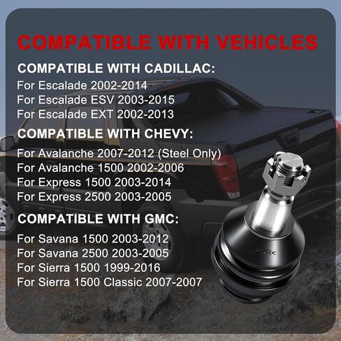 K6541 Front Lower Ball Joints Compatible with Cadillac Escalade 2002-2014, for Chevy Avalanche 2007-2012, for Silverado 1500 2008-2016, Suspension Ball Joint Kit for GMC Yukon 2000-2015 in Saudi Arabia