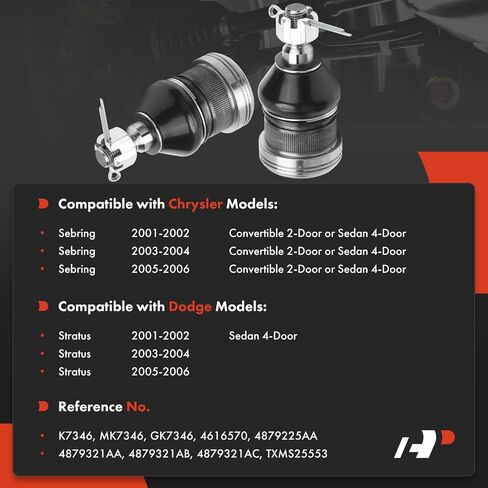 A-Premium 2 x Front or Rear Upper Ball Joints, Compatible with Chrysler Sebring 2001-2006 & Dodge Stratus 2001-2006 in Saudi Arabia