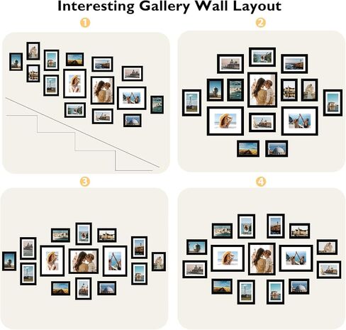 15 Pack Picture Frames Collage Wall Decor for Wall Hanging or Tabletop, Gallery Wall Frame Set for Family, Multi Sizes Photo Frames Collage Including 3Pcs 8x10, 6Pcs 5x7, 6Pcs 4x6, Black in Saudi Arabia