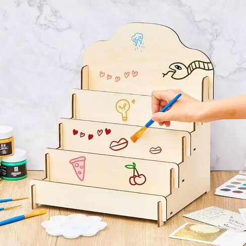 Lightweight 2 Pack Wooden 4-Tier Greeting Card Display Stands – Easy Assembly Card Holder Organizer for Stickers, Postcards, Vendor Booths & Craft Fairs, Retail Counter Display Rack in Saudi Arabia