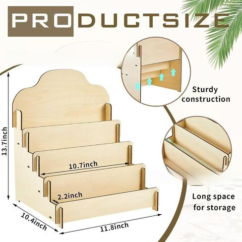 Lightweight 2 Pack Wooden 4-Tier Greeting Card Display Stands – Easy Assembly Card Holder Organizer for Stickers, Postcards, Vendor Booths & Craft Fairs, Retail Counter Display Rack in Saudi Arabia