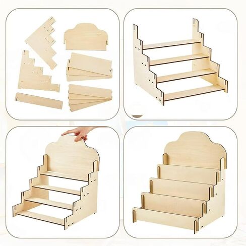 Lightweight 2 Pack Wooden 4-Tier Greeting Card Display Stands – Easy Assembly Card Holder Organizer for Stickers, Postcards, Vendor Booths & Craft Fairs, Retail Counter Display Rack in Saudi Arabia