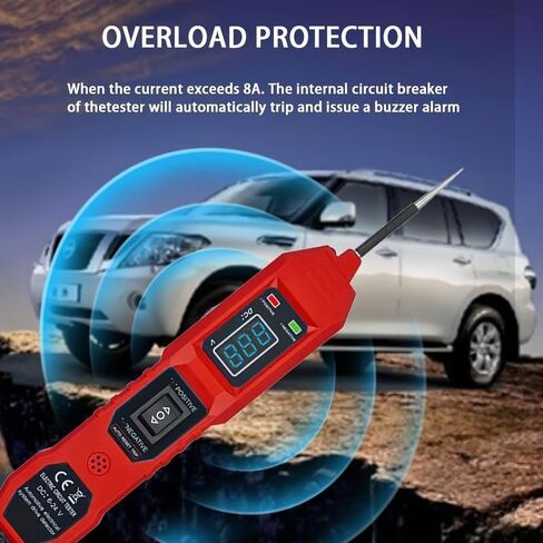 Power Circuit Probe Tester, 6V-24V DC Automotive Car Electric Fuse & Voltage Tester with LED Test Light, HD LCD Readout, Overload Protection, Short Circuit Finder with 14.7FT Cable in Saudi Arabia