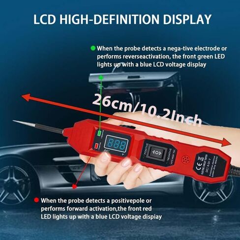 Power Circuit Probe Tester, 6V-24V DC Automotive Car Electric Fuse & Voltage Tester with LED Test Light, HD LCD Readout, Overload Protection, Short Circuit Finder with 14.7FT Cable in Saudi Arabia