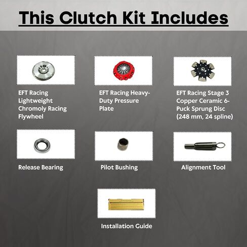 EFT Stage 3 Clutch Kit with Lightweight Chromoly Flywheel for G35 350Z 3.5L VQ35DE 6-CYL - Features 6-Puck Copper Ceramic Disc with 12 High-Coefficient Friction Pads - Offers 12 Month Brand Warranty in Saudi Arabia