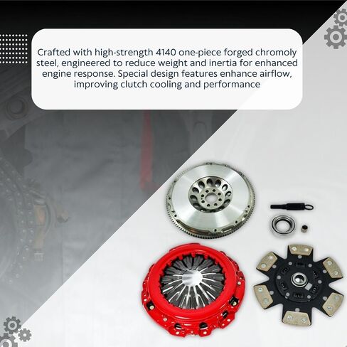 EFT Stage 3 Clutch Kit with Lightweight Chromoly Flywheel for G35 350Z 3.5L VQ35DE 6-CYL - Features 6-Puck Copper Ceramic Disc with 12 High-Coefficient Friction Pads - Offers 12 Month Brand Warranty in Saudi Arabia