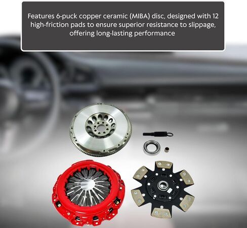 EFT Stage 3 Clutch Kit with Lightweight Chromoly Flywheel for G35 350Z 3.5L VQ35DE 6-CYL - Features 6-Puck Copper Ceramic Disc with 12 High-Coefficient Friction Pads - Offers 12 Month Brand Warranty in Saudi Arabia