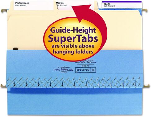 مجلد ملفات Smead SuperTab® Fastener، 2 مثبتات، علامة تبويب كبيرة الحجم 1/3 قطع، ارتفاع الدليل، الحجم القانوني، مانيلا، 50 لكل صندوق (19535) in Saudi Arabia