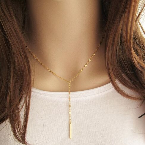 Gold Necklace for Women, Dainty Long Necklace 14k Gold Plated Y-Shaped Cross/Star/Bar Pendant Adjustable Necklace Trendy Layered Chain Drop Necklaces Jewelry Gifts in Saudi Arabia