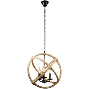 LNPTAL Farmhouse Handmade Chandelier, Vintage 3-Light Hemp Rope Globe Pendant Light for Living Room, Porch, Dining Room in Kuwait