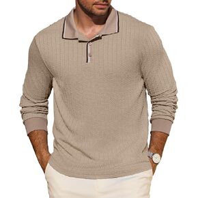 قمصان بولو محبوكة للرجال من Rela Bota بأكمام طويلة بلوفر محكم كاجوال تي شيرت بأزرار جولف كلاسيكية in Kuwait