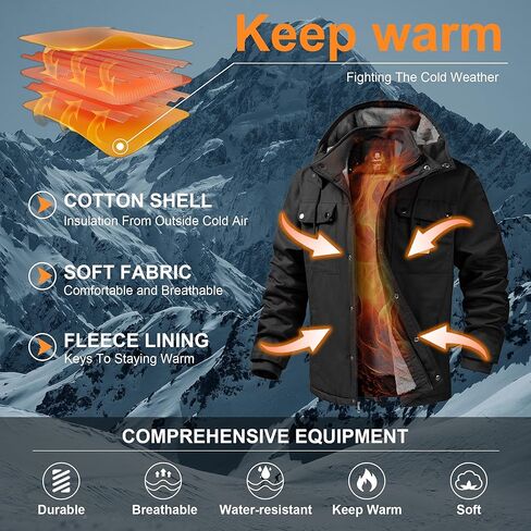 CHEXPEL Mens Fall and Winter Utility Jacket Relaxed Fit Work Coat Fleece Lined Hooded canvas Jacket in Saudi Arabia