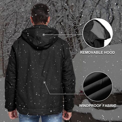 CHEXPEL Mens Fall and Winter Utility Jacket Relaxed Fit Work Coat Fleece Lined Hooded canvas Jacket in Saudi Arabia