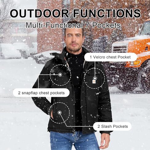 CHEXPEL Mens Fall and Winter Utility Jacket Relaxed Fit Work Coat Fleece Lined Hooded canvas Jacket in Saudi Arabia