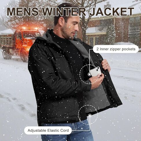 CHEXPEL Mens Fall and Winter Utility Jacket Relaxed Fit Work Coat Fleece Lined Hooded canvas Jacket in Saudi Arabia