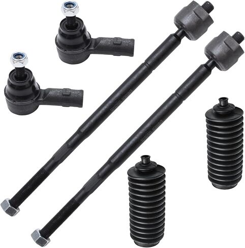 Detroit Axle - Front 6pc Tie Rods Kit for 2007-2017 Mitsubishi Outlander, 2009-2017 Lancer, 4 Inner & Outer Tie Rods 2 Boots 2010 2011 2012 2013 2014 2015 2016 Replacement in Saudi Arabia