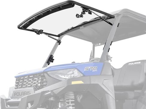 زجاج أمامي قابل للطي 3 في 1 مقاوم للخدش من SuperATV لعام 2022+ Polaris Ranger SP 570، طاقم، يمكن إغلاقه أو تهويته أو فتحه بالكامل، مصنوع من البولي كربونات 1/4 بوصة أقوى 250 مرة من الزجاج، صنع في الولايات المتحدة الأمريكية in Saudi Arabia