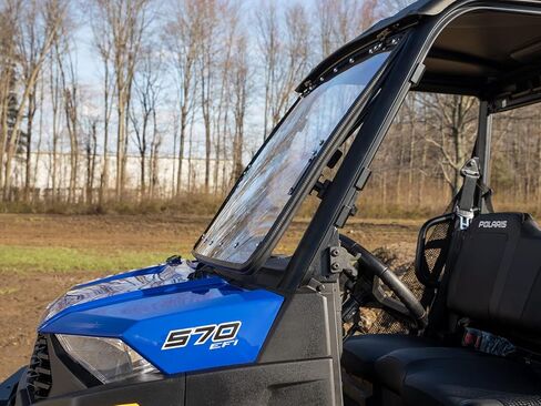 زجاج أمامي قابل للطي 3 في 1 مقاوم للخدش من SuperATV لعام 2022+ Polaris Ranger SP 570، طاقم، يمكن إغلاقه أو تهويته أو فتحه بالكامل، مصنوع من البولي كربونات 1/4 بوصة أقوى 250 مرة من الزجاج، صنع في الولايات المتحدة الأمريكية in Saudi Arabia