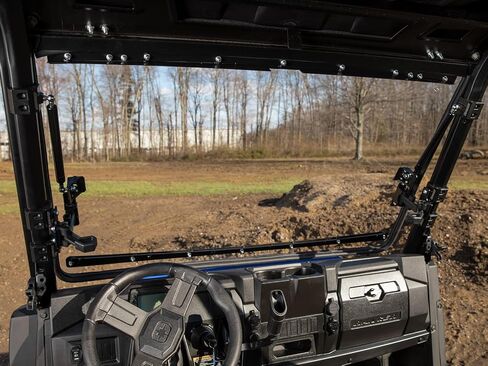 زجاج أمامي قابل للطي 3 في 1 مقاوم للخدش من SuperATV لعام 2022+ Polaris Ranger SP 570، طاقم، يمكن إغلاقه أو تهويته أو فتحه بالكامل، مصنوع من البولي كربونات 1/4 بوصة أقوى 250 مرة من الزجاج، صنع في الولايات المتحدة الأمريكية in Saudi Arabia