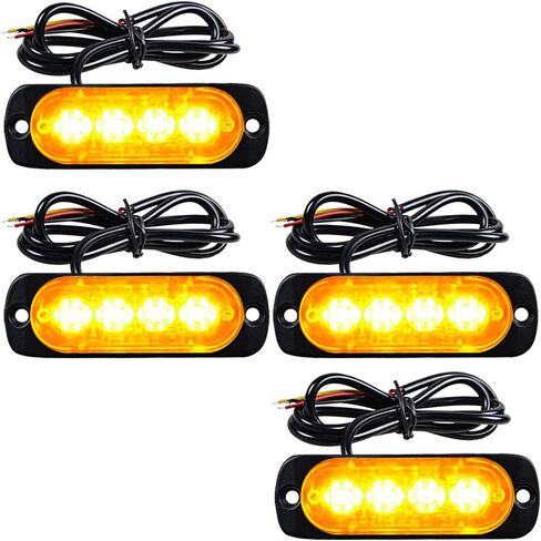 16pcs Amber/White Ultra Slim 12W 4-LED Warning Emergency Construction Strobe Lights For Car Truck 4x4 ATV UTV SUV Van in Saudi Arabia