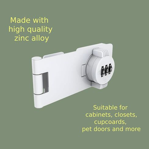 Keyless Combination Lock – 3-Digit Combination Lock for Cabinet Doors – Twist Knob Hasp Latch Lock with Password Code – Zinc Alloy Cabinet Door Latch for Kitchen Drawers, Cabinets, Cupboard (Black) in Kuwait