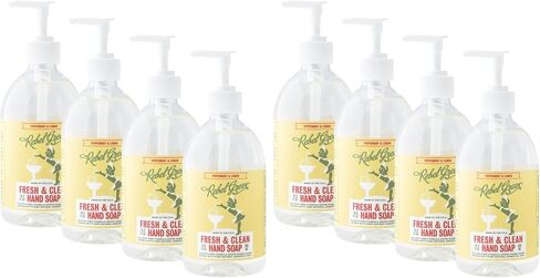 Rebel Green Fresh and Clean Liquid Hand Soap, Natural, Sulfate-Free, and Hypoallergenic Gel Hand Soap - Peppermint & Lemon, 16 Ounce Pump Bottles, Pack of 4 in Kuwait