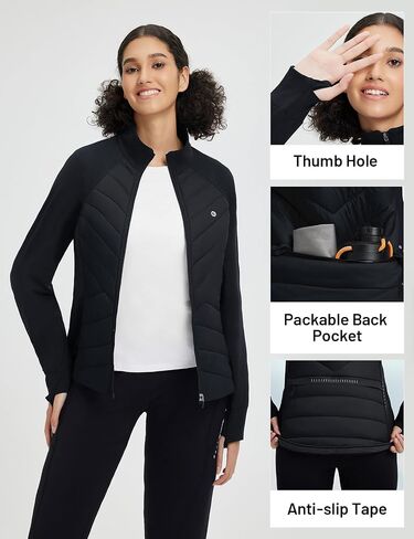 baleaf Women's Cycling Puffer Jacket Winter Warm Lightweight Insulated Hiking Jackets Zip Pockets Running Skiing in Saudi Arabia