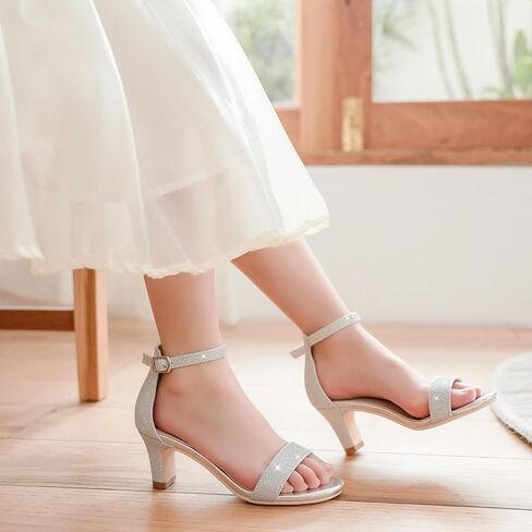 Girls Heel Sandals Girl Dress Shoes Open Toe Ankle Strap High Heels Pump Sandals Wedding Party for Little Big Kid in Saudi Arabia