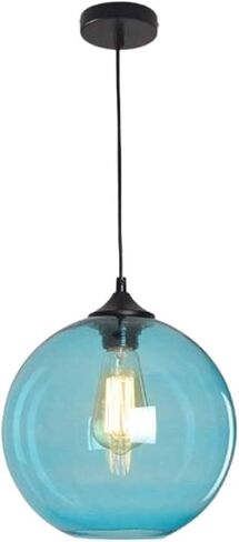 LNPTAL Modern Blue Glass Globe Pendant Light, Adjustable Cord Minimalist Hanging Lamp for Kitchen Island, Dining Room, Bar(Brown) in Saudi Arabia