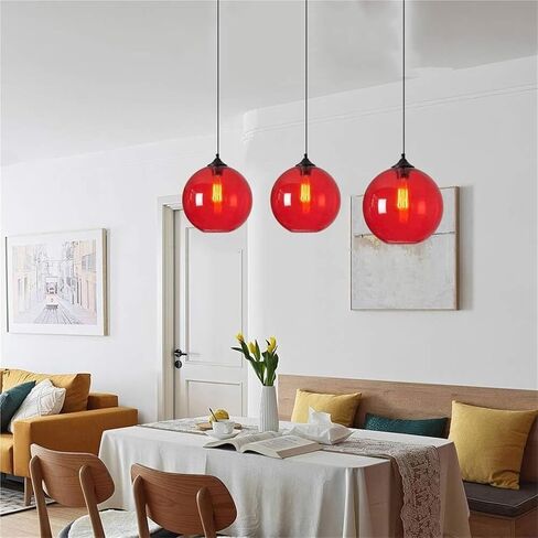 LNPTAL Modern Blue Glass Globe Pendant Light, Adjustable Cord Minimalist Hanging Lamp for Kitchen Island, Dining Room, Bar(Brown) in Saudi Arabia