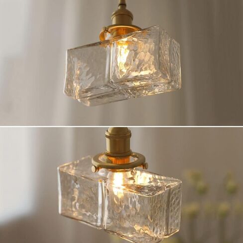 LNPTAL Vintage Farmhouse Glass Pendant Light Fixture, Single-Light Hanging Lamp with Brass E26 Socket, Adjustable Ceiling Lighting for Kitchen Island, Dining Room Entryway, Bathroom(B) in Saudi Arabia