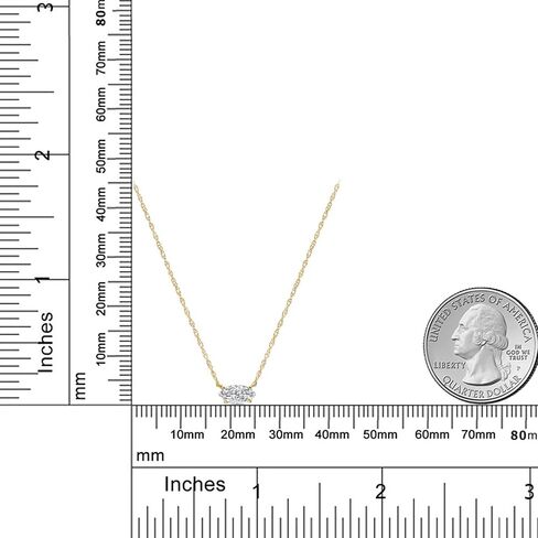 Gem Stone King 10K Yellow Gold Lab Grown Diamond Pendant Necklace For Women | Marquise Cut | DEF Color | VVS-VS Clarity | Gold Necklace For Women | With 18 Inch Gold Chain in Saudi Arabia