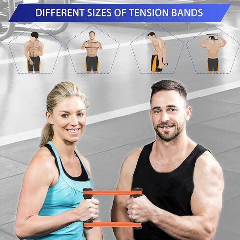 معدات تمرين الجزء العلوي من الجسم بكفاءة من ريب ستيك، عصا تمرين العضلات، أشرطة مقاومة قابلة للتعديل مع مقابض خشبية، معدات تمرين محمولة، 8 أشرطة ريبستيك in Kuwait